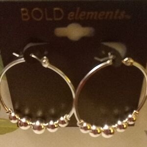 BOLD elements Silver Hoop Earrings with Gold Accents